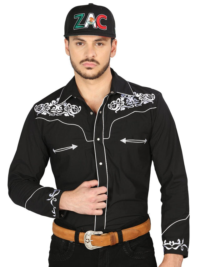 El General Embroidery Western Shirt Black/White 40987 - BELLEZA'S - El General Embroidery Western Shirt Black/White 40987 - CABALLERO - 04098701