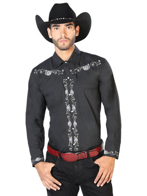 El General Embroidery Western Shirt Black/White 42937 - BELLEZA'S - El General Embroidery Western Shirt Black/White 42937 - CABALLERO - 04293701