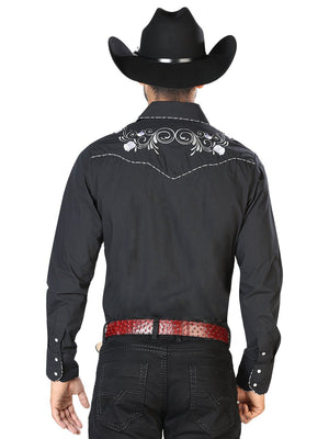 El General Embroidery Western Shirt Black/White 42940 - BELLEZA'S - El General Embroidery Western Shirt Black/White 42940 - CABALLERO - 04294001