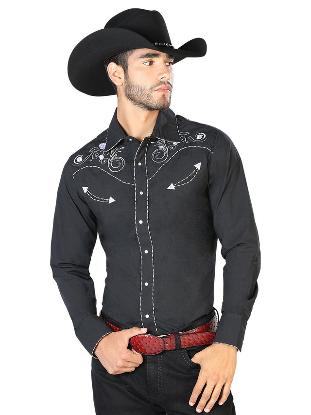 El General Embroidery Western Shirt Black/White 42940 - BELLEZA'S - El General Embroidery Western Shirt Black/White 42940 - CABALLERO - 04294001