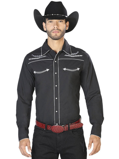 El General Embroidery Western Shirt Black/White 42949 - BELLEZA'S - El General Embroidery Western Shirt Black/White 42949 - CABALLERO - 04294901