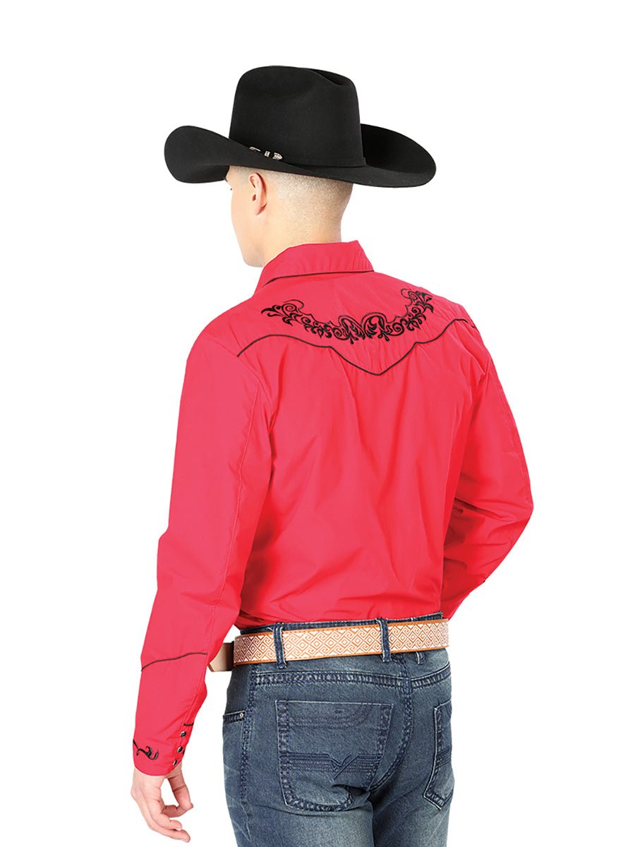El General Embroidery Western Shirt Red/Black 40989 - BELLEZA'S - El General Embroidery Western Shirt Red/Black 40989 - CABALLERO - 04098901