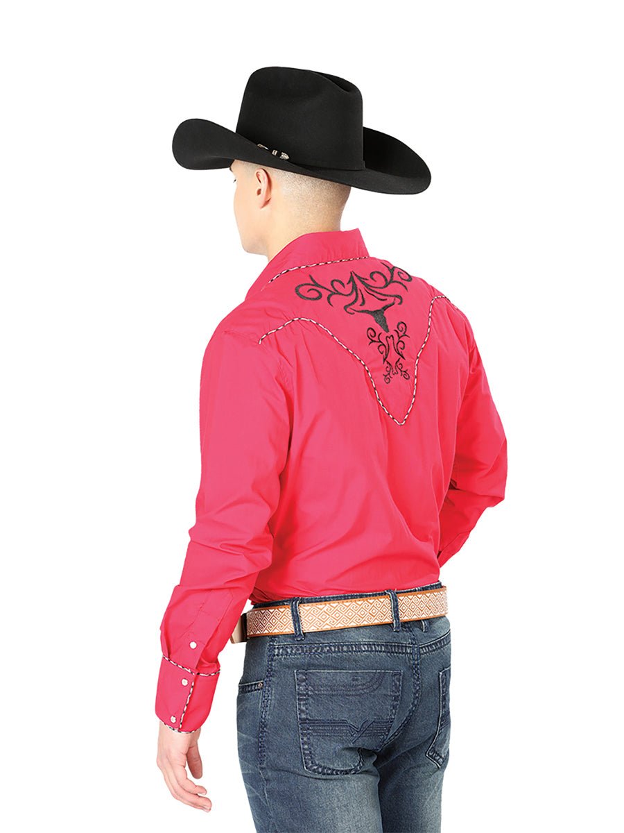 El General Embroidery Western Shirt Red/Black 42889 - BELLEZA'S - El General Embroidery Western Shirt Red/Black 42889 - CABALLERO - 04288901