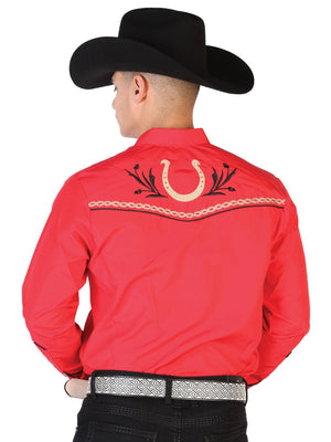 El General Embroidery Western Shirt Red/Black 43294 - BELLEZA'S - El General Embroidery Western Shirt Red/Black 43294 - CABALLERO - 04329401
