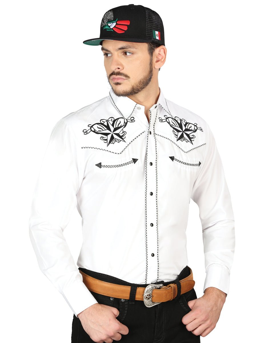 El General Embroidery Western Shirt White/Black 126683 - BELLEZA'S - El General Embroidery Western Shirt White/Black 126683 - CABALLERO - 12668301