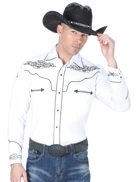 El General Embroidery Western Shirt White/Black 40984 - BELLEZA'S - El General Embroidery Western Shirt White/Black 40984 - CABALLERO - 04098401