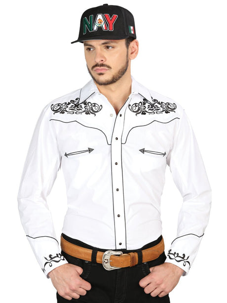 El General Embroidery Western Shirt White/Black 40988 - BELLEZA'S - El General Embroidery Western Shirt White/Black 40988 - CABALLERO - 04098801