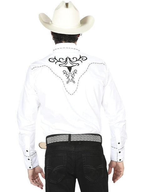 El General Embroidery Western Shirt White/Black 41004 - BELLEZA'S - El General Embroidery Western Shirt White/Black 41004 - CABALLERO - 04100401