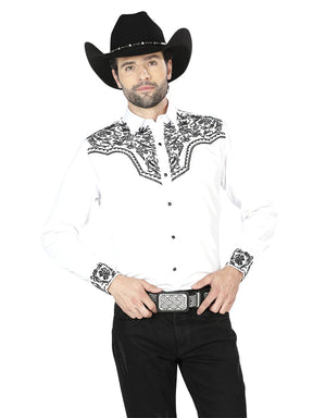 El General Embroidery Western Shirt White/Black 43304 - BELLEZA'S - El General Embroidery Western Shirt White/Black 43304 - CABALLERO - 04330401