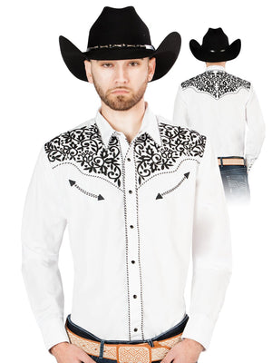 El General Embroidery Western Shirt White/Black 44194 - BELLEZA'S - El General Embroidery Western Shirt White/Black 44194 - CABALLERO - 04419401