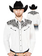 El General Embroidery Western Shirt White/Black 44194 - BELLEZA'S - El General Embroidery Western Shirt White/Black 44194 - CABALLERO - 04419401