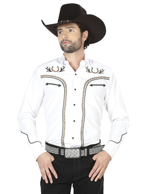 El General Embroidery Western Shirt White/Gold 43296 - BELLEZA'S - El General Embroidery Western Shirt White/Gold 43296 - CABALLERO - 04329601