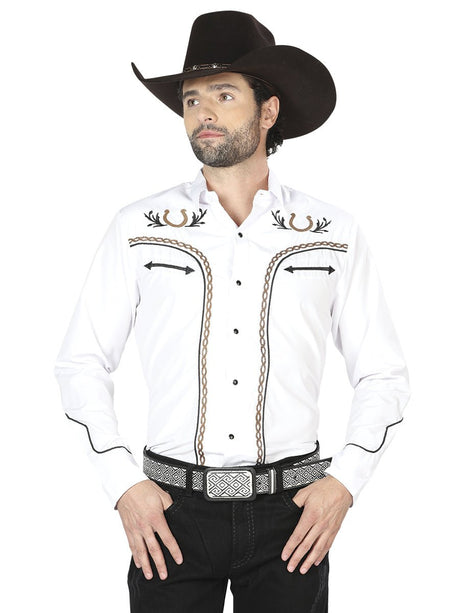 El General Embroidery Western Shirt White/Gold 43296 - BELLEZA'S - El General Embroidery Western Shirt White/Gold 43296 - CABALLERO - 04329601