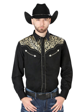 El General Emdroidery Western Shirt Black/Gold 44192 - BELLEZA'S - El General Emdroidery Western Shirt Black/Gold 44192 - CABALLERO - 04419201