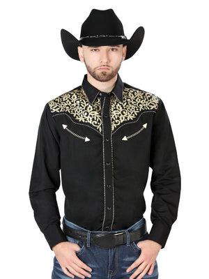 El General Emdroidery Western Shirt Black/Gold 44192 - BELLEZA'S - El General Emdroidery Western Shirt Black/Gold 44192 - CABALLERO - 04419201