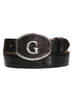 El General Exotic Lizard Leather Cowboy Belt - Black 45299 - BELLEZA'S - El General Exotic Lizard Leather Cowboy Belt - Black 45299 - CABALLERO - 04529901