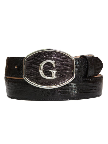 El General Exotic Lizard Leather Cowboy Belt - Black 45299 - BELLEZA'S - El General Exotic Lizard Leather Cowboy Belt - Black 45299 - CABALLERO - 04529901