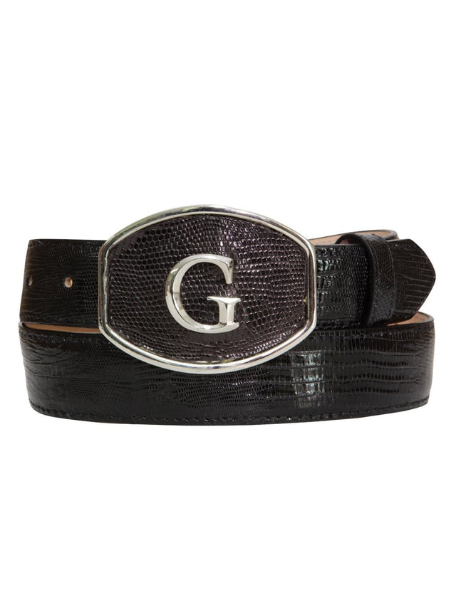 El General Exotic Lizard Leather Cowboy Belt - Black 45299 - BELLEZA'S - El General Exotic Lizard Leather Cowboy Belt - Black 45299 - CABALLERO - 04529901