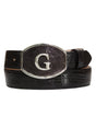 El General Exotic Lizard Leather Cowboy Belt - Black 45299 - BELLEZA'S - El General Exotic Lizard Leather Cowboy Belt - Black 45299 - CABALLERO - 04529901