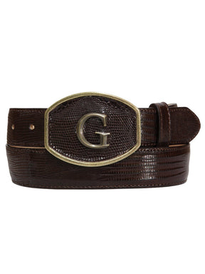 El General Exotic Lizard Leather Cowboy Belt - Brown 45302 - BELLEZA'S - El General Exotic Lizard Leather Cowboy Belt - Brown 45302 - CABALLERO - 04530201