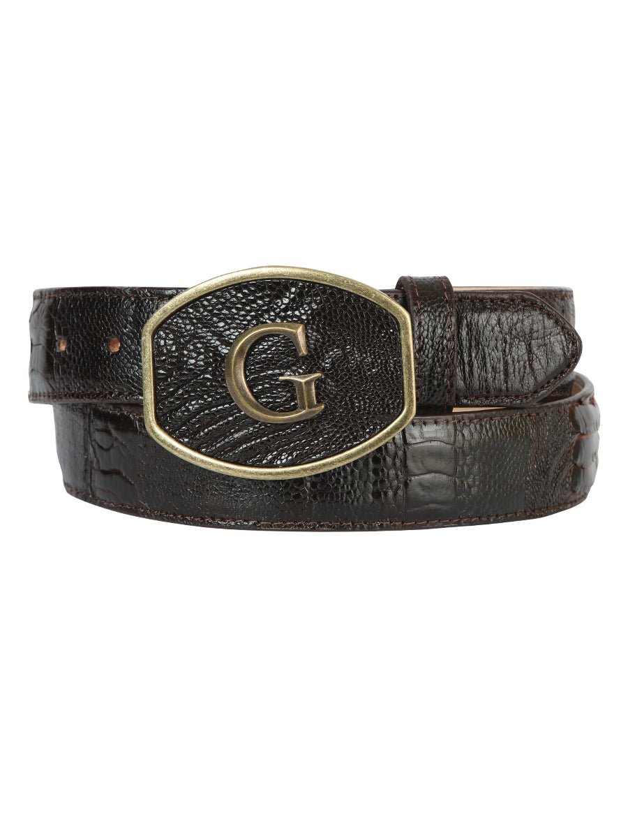 El General Exotic Ostrich Leg Western Belt - Brown 45301 - BELLEZA'S - El General Exotic Ostrich Leg Western Belt - Brown 45301 - CABALLERO - 04530101