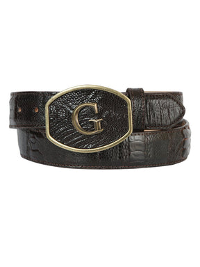 El General Exotic Ostrich Leg Western Belt - Brown 45301 - BELLEZA'S - El General Exotic Ostrich Leg Western Belt - Brown 45301 - CABALLERO - 04530101