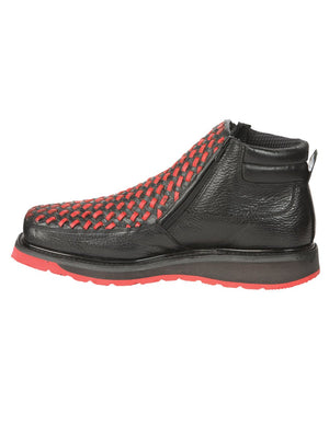 El General Men’s Ankle Boots with Zipper - Black/Red Petatillo Leather 45402 - BELLEZA'S - El General Men’s Ankle Boots with Zipper - Black/Red Petatillo Leather 45402 - CABALLERO - 04540201
