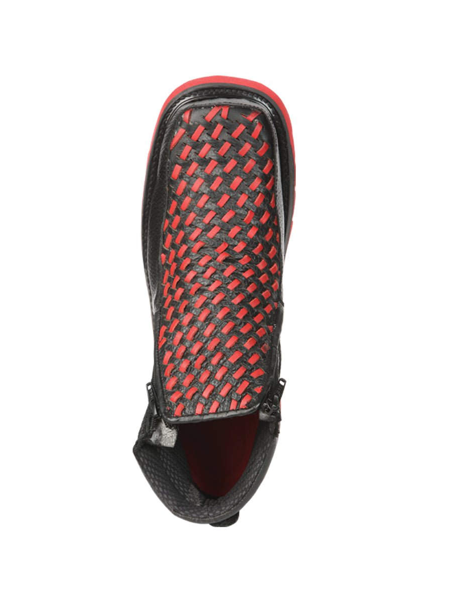 El General Men’s Ankle Boots with Zipper - Black/Red Petatillo Leather 45402 - BELLEZA'S - El General Men’s Ankle Boots with Zipper - Black/Red Petatillo Leather 45402 - CABALLERO - 04540201