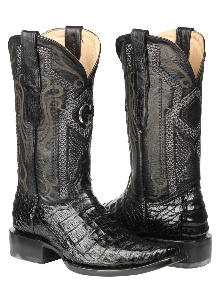 El General Men's Exotic Caiman Belly Cowboy Boots - Black 45078 - BELLEZA'S - El General Men's Exotic Caiman Belly Cowboy Boots - Black 45078 - CABALLERO - 04507801