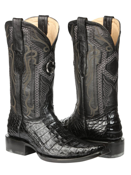 El General Men's Exotic Caiman Belly Cowboy Boots - Black 45078 - BELLEZA'S - El General Men's Exotic Caiman Belly Cowboy Boots - Black 45078 - CABALLERO - 04507801