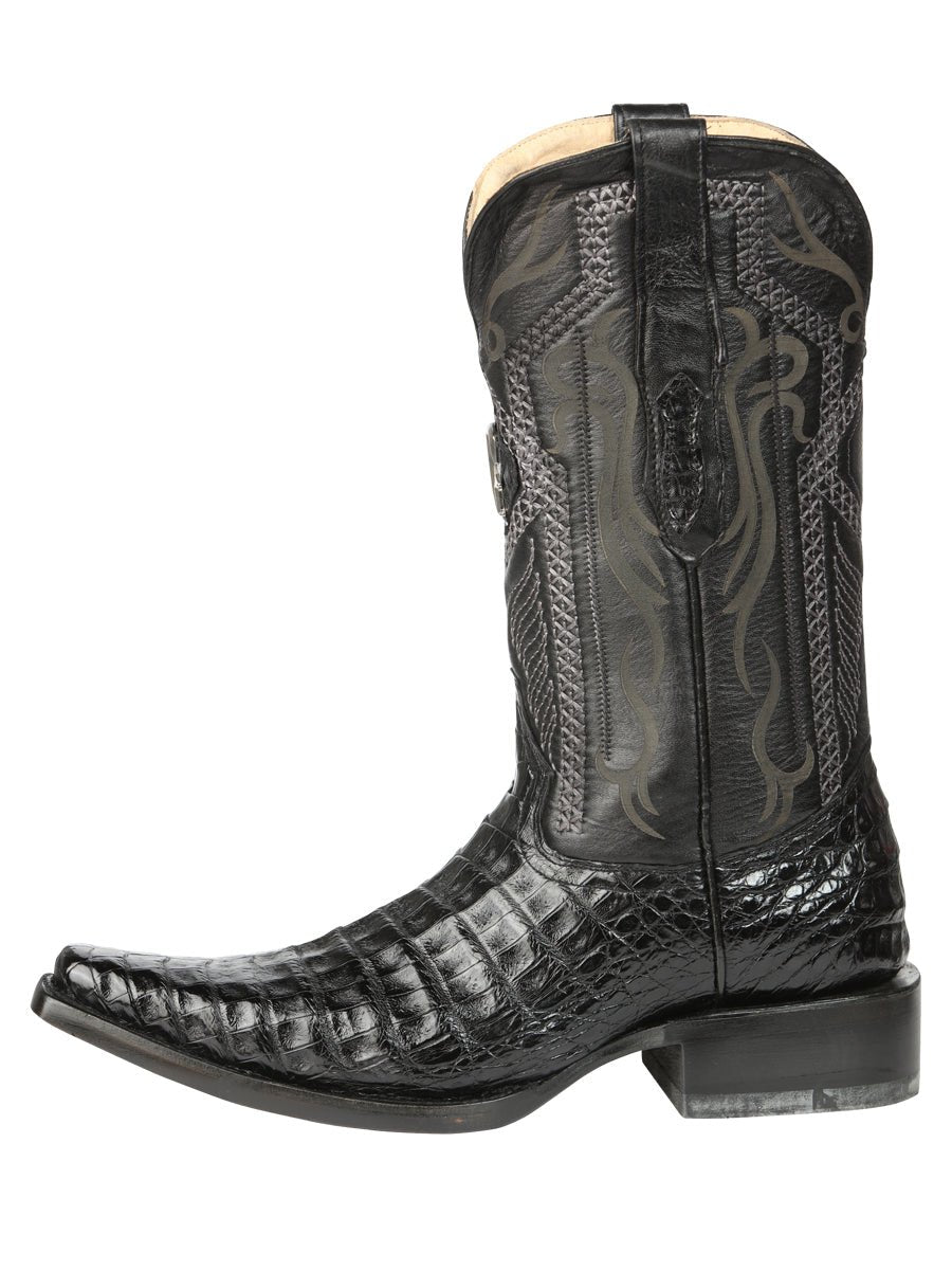 El General Men's Exotic Caiman Belly Cowboy Boots - Black 45078 - BELLEZA'S - El General Men's Exotic Caiman Belly Cowboy Boots - Black 45078 - CABALLERO - 04507801