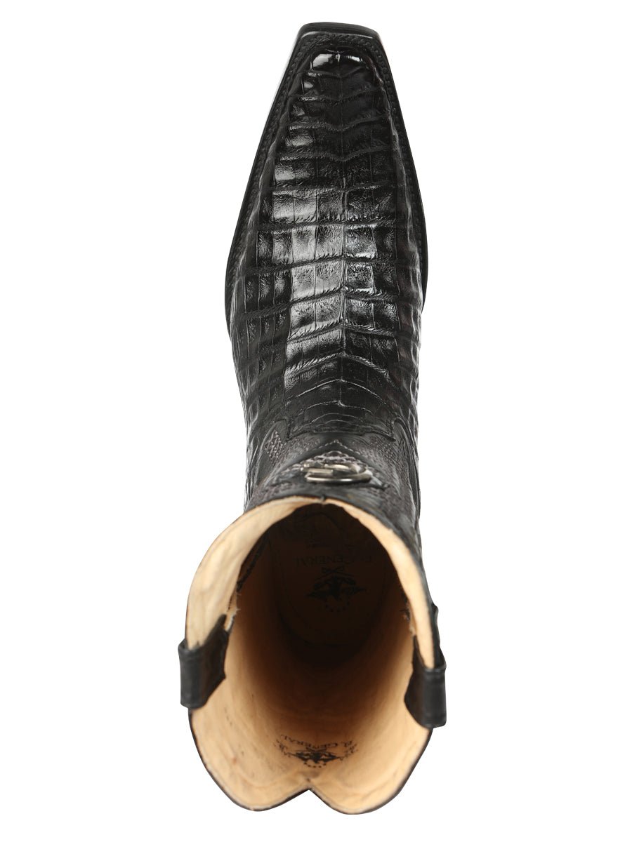 El General Men's Exotic Caiman Belly Cowboy Boots - Black 45078 - BELLEZA'S - El General Men's Exotic Caiman Belly Cowboy Boots - Black 45078 - CABALLERO - 04507801