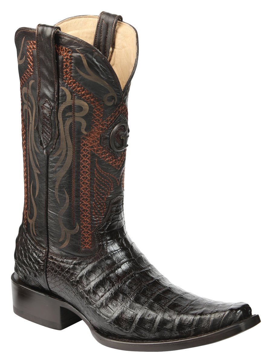 El General Men's Exotic Caiman Belly Cowboy Boots - Brown 45079 - BELLEZA'S - El General Men's Exotic Caiman Belly Cowboy Boots - Brown 45079 - CABALLERO - 04507901