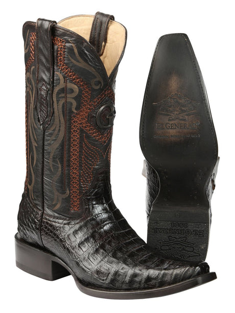 El General Men's Exotic Caiman Belly Cowboy Boots - Brown 45079 - BELLEZA'S - El General Men's Exotic Caiman Belly Cowboy Boots - Brown 45079 - CABALLERO - 04507901
