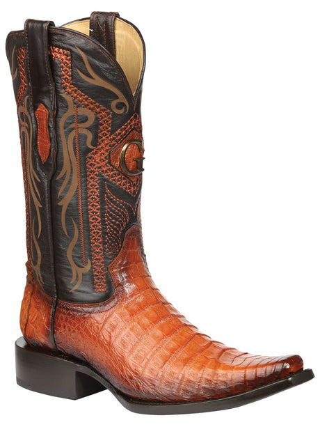 El General Men's Exotic Caiman Belly Cowboy Boots - Cognac 45080 - BELLEZA'S - El General Men's Exotic Caiman Belly Cowboy Boots - Cognac 45080 - CABALLERO - 04508001
