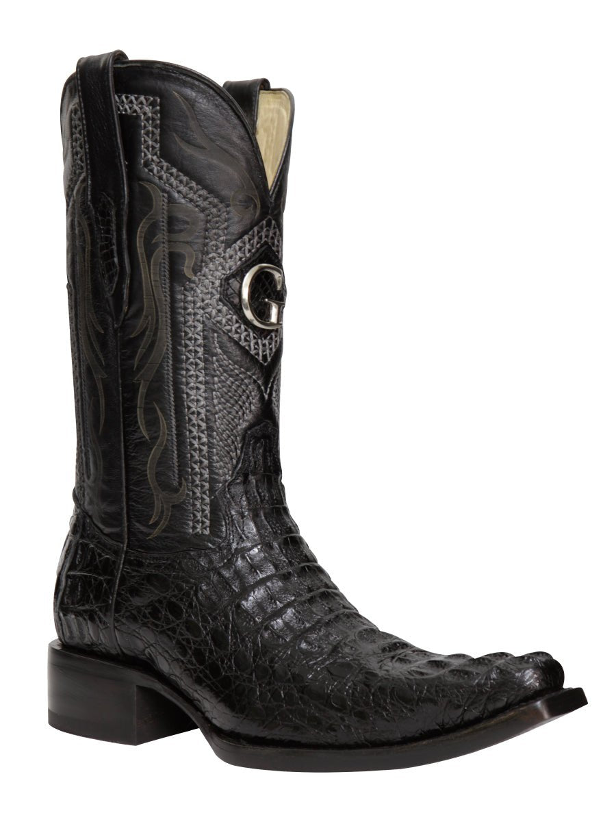 El General Men's Exotic Caiman Nuca Cowboy Boots - Black 45081 - BELLEZA'S - El General Men's Exotic Caiman Nuca Cowboy Boots - Black 45081 - CABALLERO - 04508101