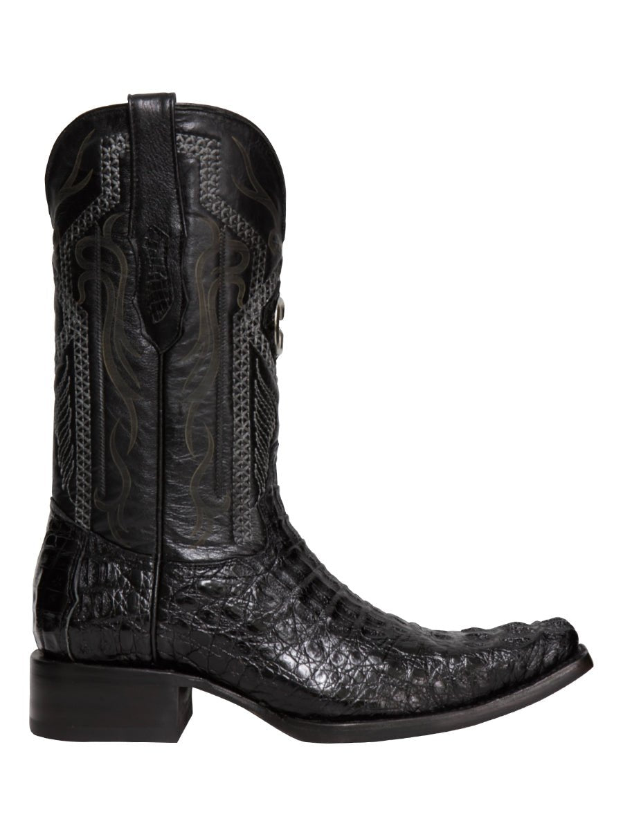 El General Men's Exotic Caiman Nuca Cowboy Boots - Black 45081 - BELLEZA'S - El General Men's Exotic Caiman Nuca Cowboy Boots - Black 45081 - CABALLERO - 04508101