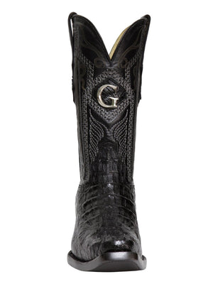 El General Men's Exotic Caiman Nuca Cowboy Boots - Black 45081 - BELLEZA'S - El General Men's Exotic Caiman Nuca Cowboy Boots - Black 45081 - CABALLERO - 04508101