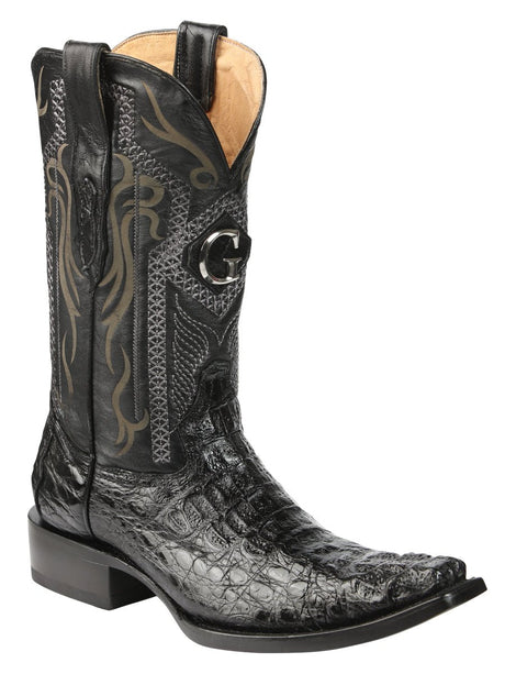 El General Men's Exotic Caiman Nuca Cowboy Boots - Black 45081 - BELLEZA'S - El General Men's Exotic Caiman Nuca Cowboy Boots - Black 45081 - CABALLERO - 04508101