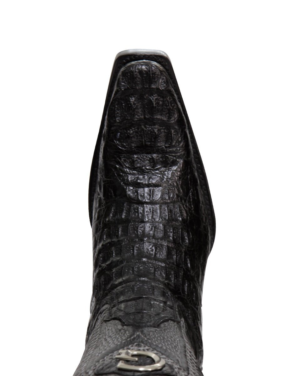El General Men's Exotic Caiman Nuca Cowboy Boots - Black 45081 - BELLEZA'S - El General Men's Exotic Caiman Nuca Cowboy Boots - Black 45081 - CABALLERO - 04508101