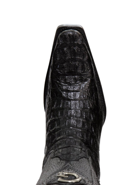 El General Men's Exotic Caiman Nuca Cowboy Boots - Black 45081 - BELLEZA'S - El General Men's Exotic Caiman Nuca Cowboy Boots - Black 45081 - CABALLERO - 04508101