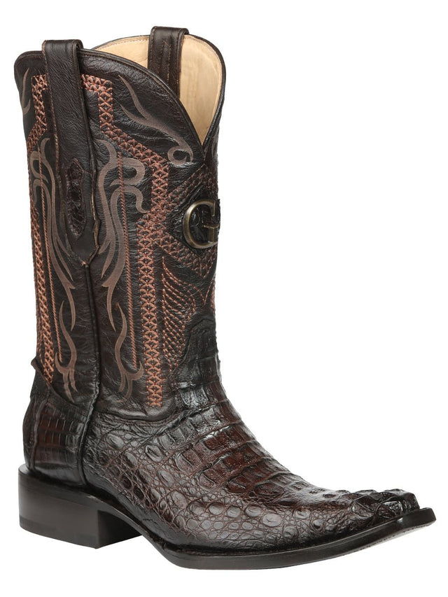 El General Men's Exotic Caiman Nuca Cowboy Boots - Brown 45082 - BELLEZA'S - El General Men's Exotic Caiman Nuca Cowboy Boots - Brown 45082 - CABALLERO - 04508201