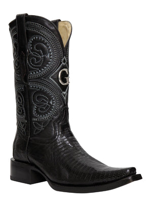 El General Men's Exotic Lizard Cowboy Boots - Black 45072 - BELLEZA'S - El General Men's Exotic Lizard Cowboy Boots - Black 45072 - CABALLERO - 04507201