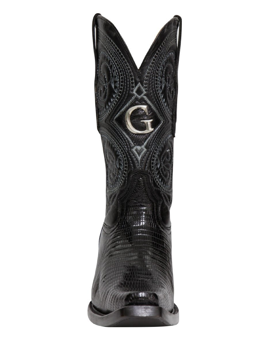El General Men's Exotic Lizard Cowboy Boots - Black 45072 - BELLEZA'S - El General Men's Exotic Lizard Cowboy Boots - Black 45072 - CABALLERO - 04507201