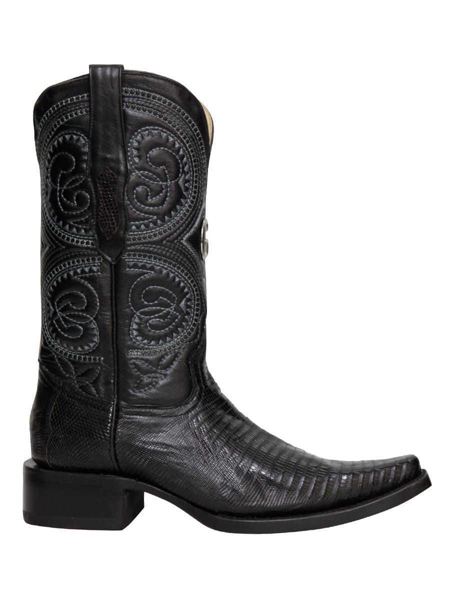 El General Men's Exotic Lizard Cowboy Boots - Black 45072 - BELLEZA'S - El General Men's Exotic Lizard Cowboy Boots - Black 45072 - CABALLERO - 04507201