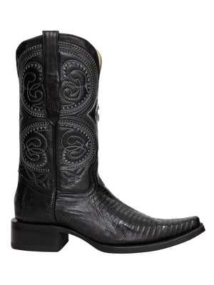 El General Men's Exotic Lizard Cowboy Boots - Black 45072 - BELLEZA'S - El General Men's Exotic Lizard Cowboy Boots - Black 45072 - CABALLERO - 04507201