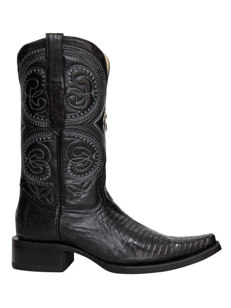 El General Men's Exotic Lizard Cowboy Boots - Black 45072 - BELLEZA'S - El General Men's Exotic Lizard Cowboy Boots - Black 45072 - CABALLERO - 04507201