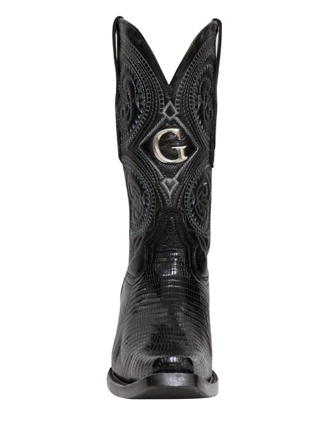 El General Men's Exotic Lizard Cowboy Boots - Black 45072 - BELLEZA'S - El General Men's Exotic Lizard Cowboy Boots - Black 45072 - CABALLERO - 04507201