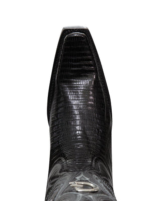 El General Men's Exotic Lizard Cowboy Boots - Black 45072 - BELLEZA'S - El General Men's Exotic Lizard Cowboy Boots - Black 45072 - CABALLERO - 04507201