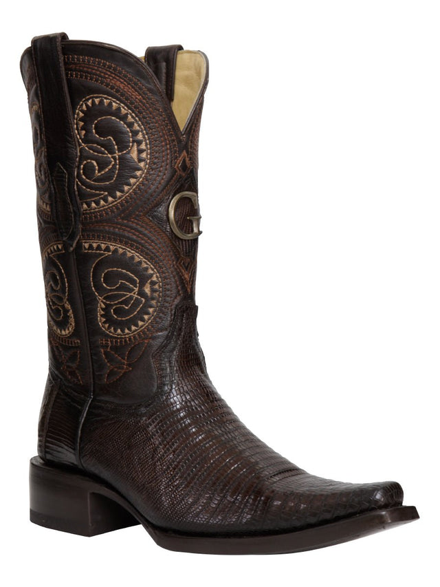 El General Men's Exotic Lizard Cowboy Boots - Brown 45073 - BELLEZA'S - El General Men's Exotic Lizard Cowboy Boots - Brown 45073 - CABALLERO - 04507301